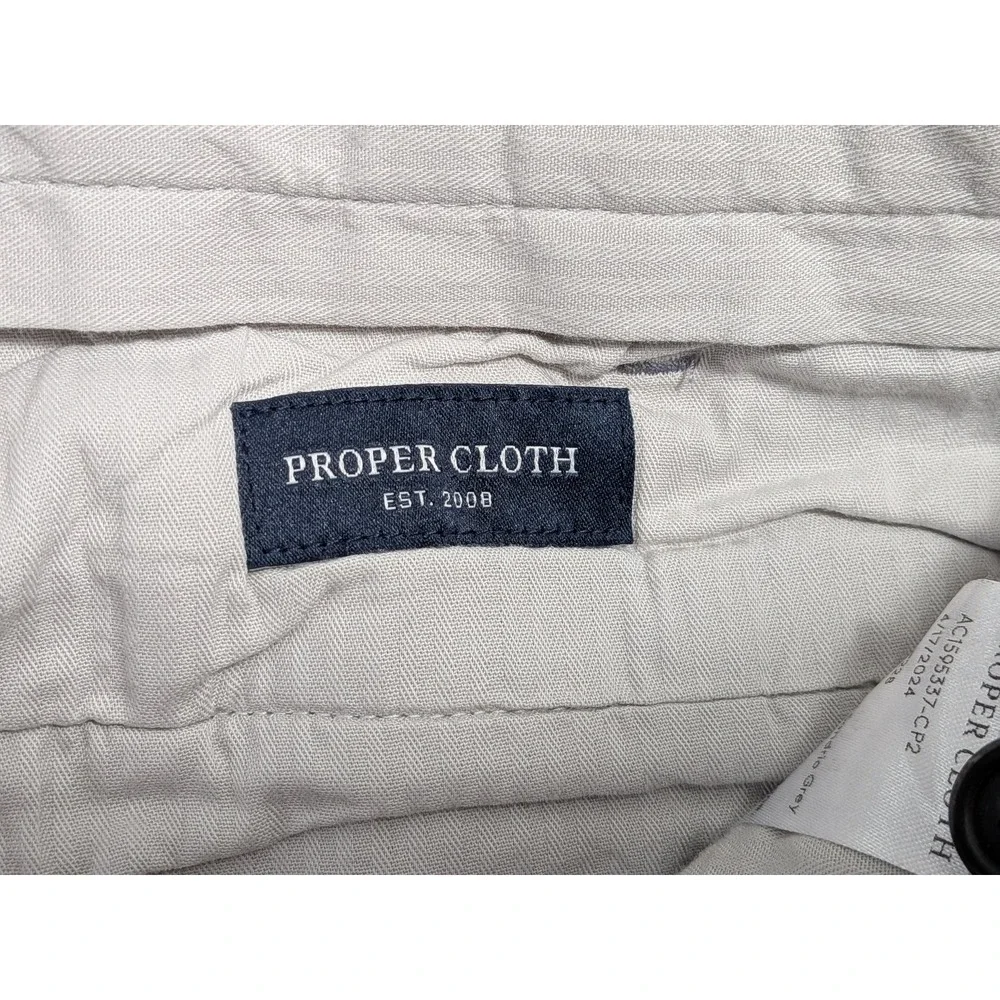 PROPER CLOTH DiSondrio Pants Men's Grey 42x30 Stretch Canvas Chinos Office